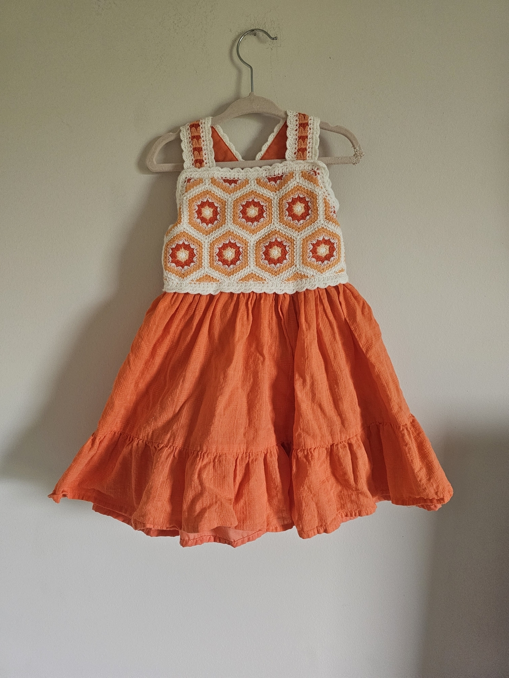 Haute Hippie Orange Crochet Bodice Girls Dress